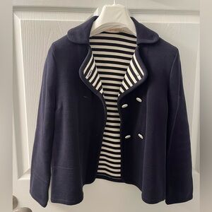 Tory burch Navy and White Striped Knit Jacket XS